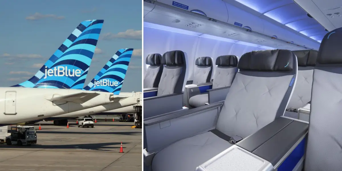 JetBlue unveiled its new first class domestic seat with more space, Bluetooth and customizable cocktails. Look.