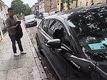 Moment a man is caught using a 74-year-old woman's blue badge after parking his car in London