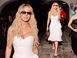 Sydney Sweeney is definitely the blonde bombshell in strapless dress for a night out in Venice WITHOUT boyfriend Scooter Braun