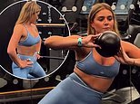 Tilly Ramsay shows off her abs in blue lycra gym clothes as she undertakes a grueling pilates session