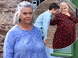Dawn French takes on the role of a woman who fakes her husband's death for an insurance payout as she films series 2 of BBC comedy Can You Keep a Secret? in Somerset