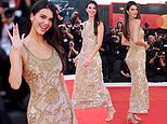 Kendall Jenner dazzles in a vintage gold Giorgio Armani dress as models nearly steal the show on the Wild Horse Nine red carpet at the Venice Film Festival