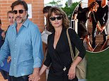Penelope Cruz holds hands with husband Javier Bardem before ditching her heels to board the water taxi as the couple arrives in Venice