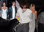 Liam Gallagher's fake son Gene drinks a pint as he and his girlfriend Neve are the spitting image of the rocker and Patsy Kensit as they let their hair down at the Oasis doc afterparty