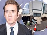 Nicolas Cage's beachfront mansion in Malibu is rocked by a massive SINKHOLE as the driveway collapses at a lavish $10.5 million home