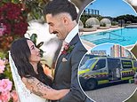 Married At First Sight drama sees ambulance and police rescue services appear after man gets stuck in hotel infinity pool - before being carried on a spine
