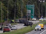 Search launched after driver, 58, killed in collision involving four cars near Edinburgh Airport as two women and man flee