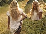Ellie Goulding shows off her bum in a flowy white mini dress in saucy photos taken by her boyfriend Beau Minniear after sharing a racy song inspired by him