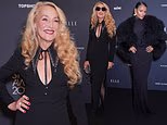 Jerry Hall, 70, wows in a figure-hugging black dress as she leads the stars with Rosamund Pike and Simone Ashley at the ELLE Style Awards