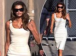 Kaia Gerber, 25, is mom Cindy Crawford's twin brother as she arrives on Jimmy Kimmel Live... before delivering 'Uncle' George Clooney's infamous pranks