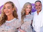 Denise Richards, 55, shows off her age-defying face after a $200,000 facelift as she poses with her plastic surgeon at the Daytime Beauty Awards